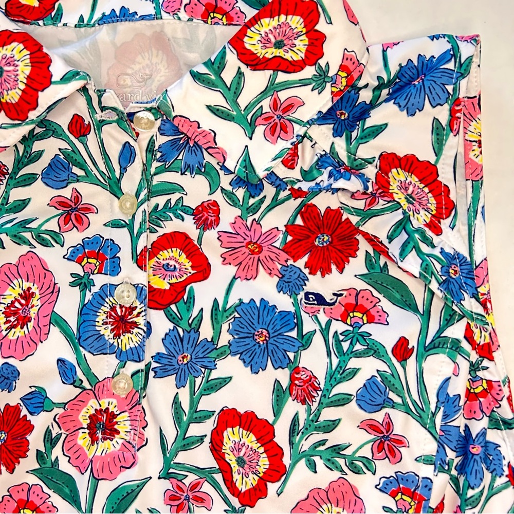 Vineyard Vines Floral Print Sleeveless Performance Top - Picture 4 of 5